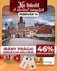 páros utazás prágába kedvezménnyel és korlátlan wellness belépővel valentin napra
